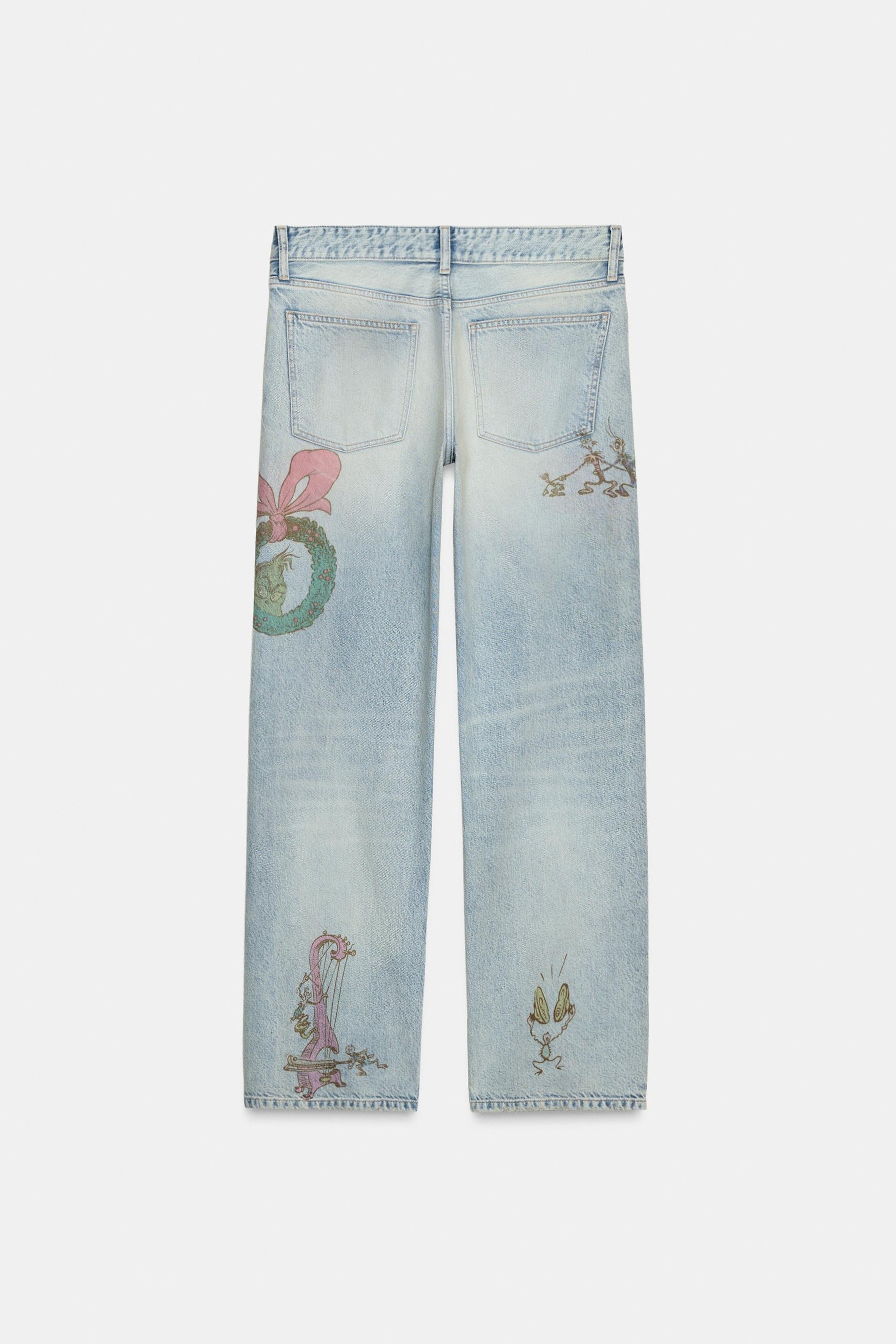 Grinch Print Low-Rise Jeans