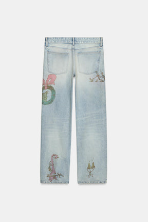 Grinch Print Low-Rise Jeans