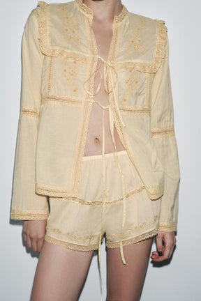 Floral Lace Embroidered Shorts