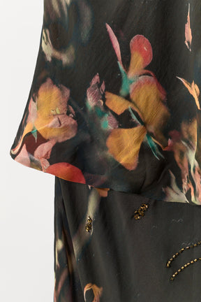 BEADED PRINTED CAPE DRESS - Image 8