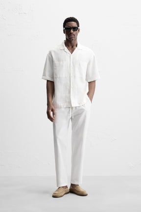 COTTON-LINEN RELAXED FIT TROUSERS - Image 1
