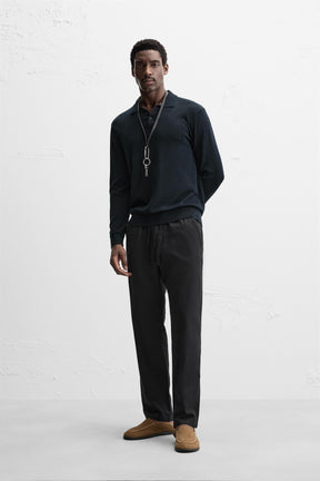 COTTON-LINEN RELAXED FIT TROUSERS - Image 1