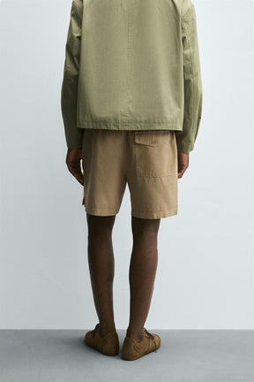 LYOCELL-COTTON RELAXED FIT BERMUDA SHORTS - Image 3