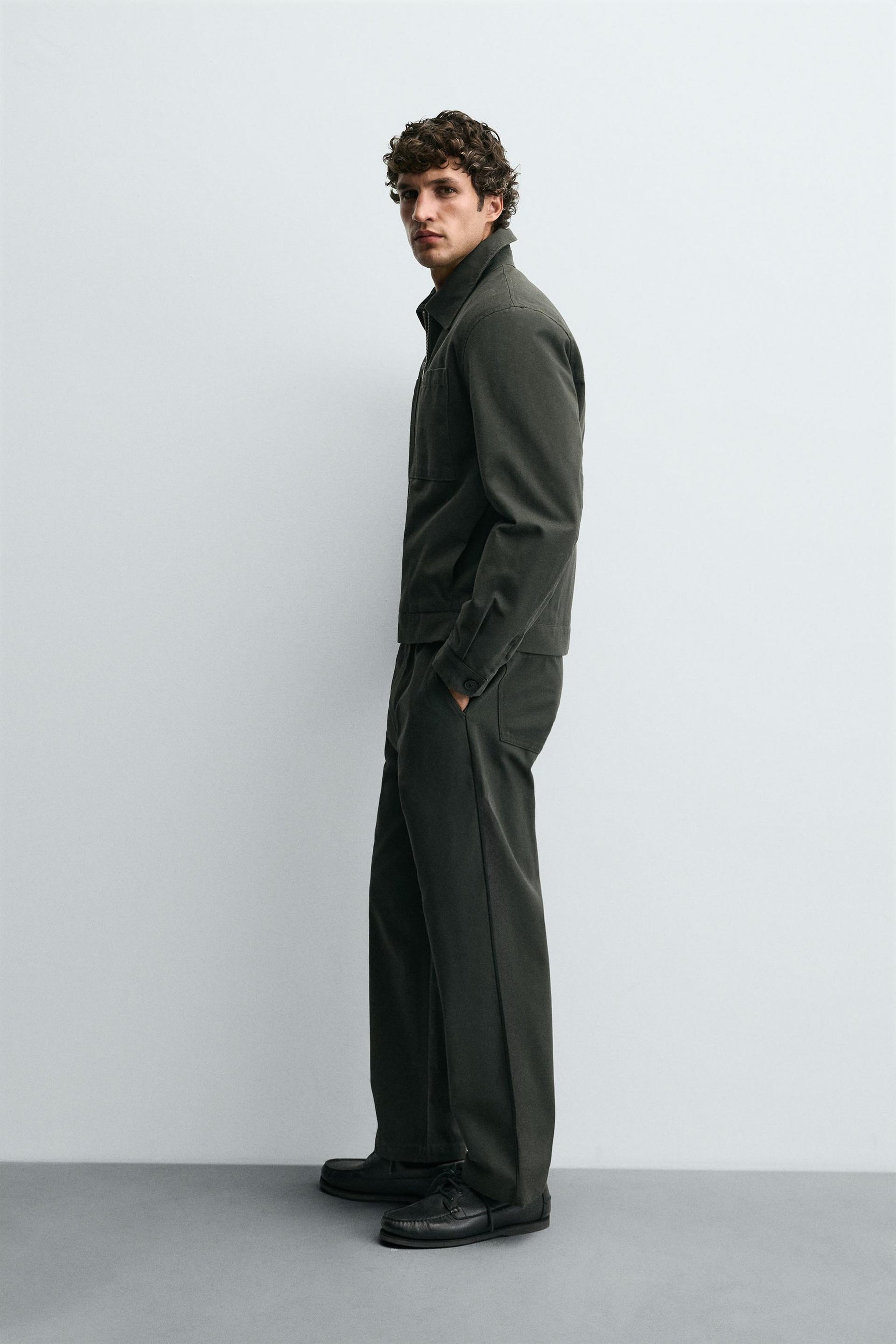 TEXTURED CANVAS TROUSERS - Image 4