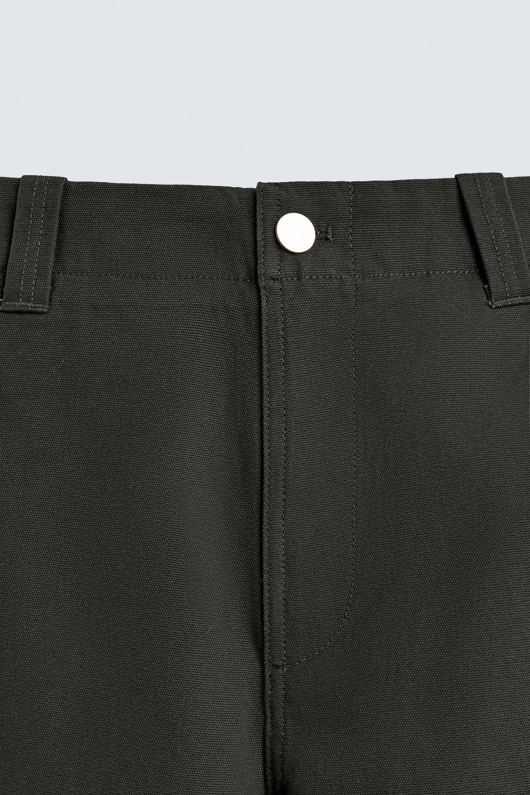 TEXTURED CANVAS TROUSERS - Image 9