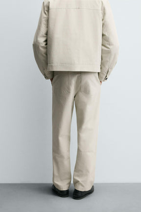 TEXTURED CANVAS TROUSERS - Image 3
