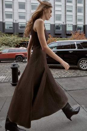 CONTRAST TOPSTITCHING MIDI DRESS - Image 3