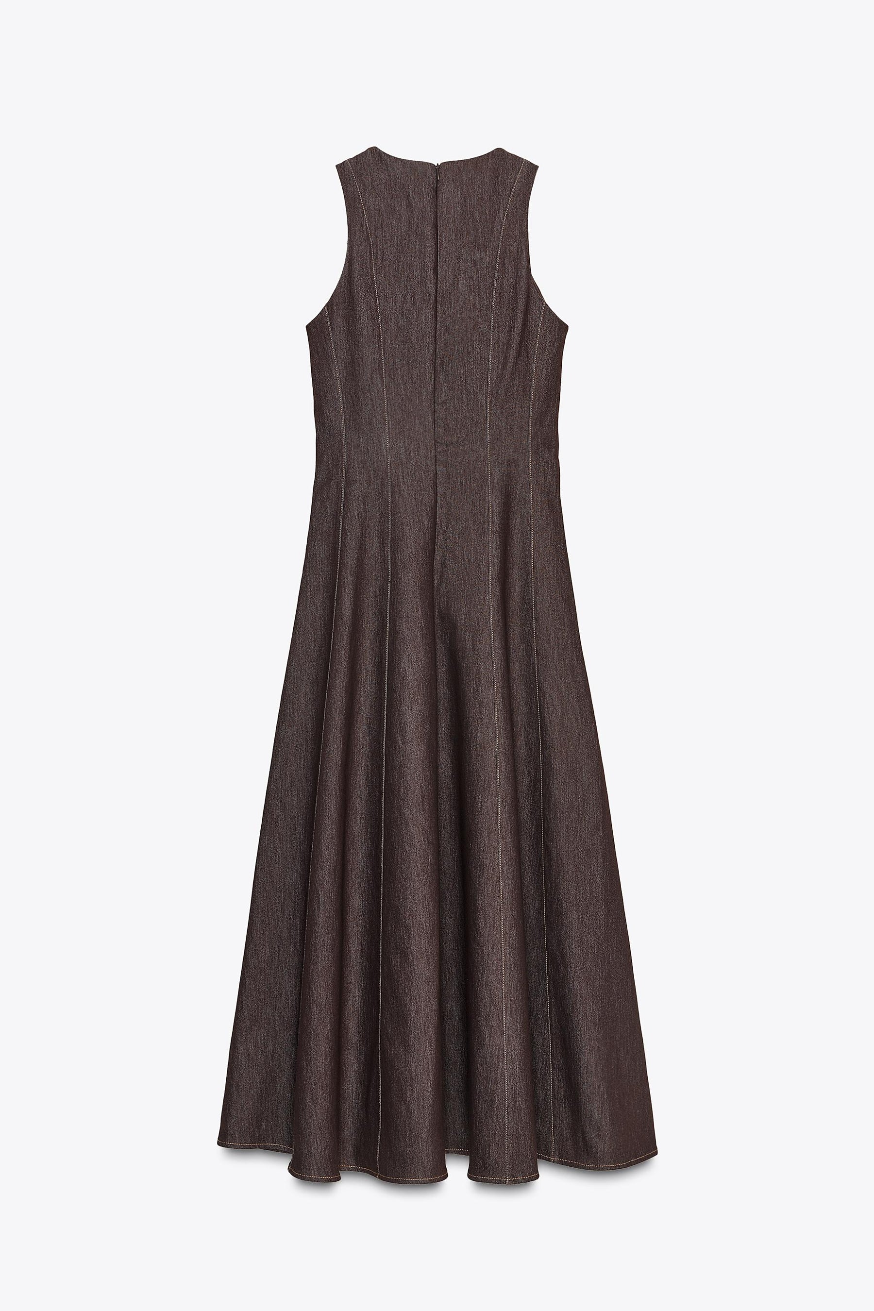 CONTRAST TOPSTITCHING MIDI DRESS - Image 5