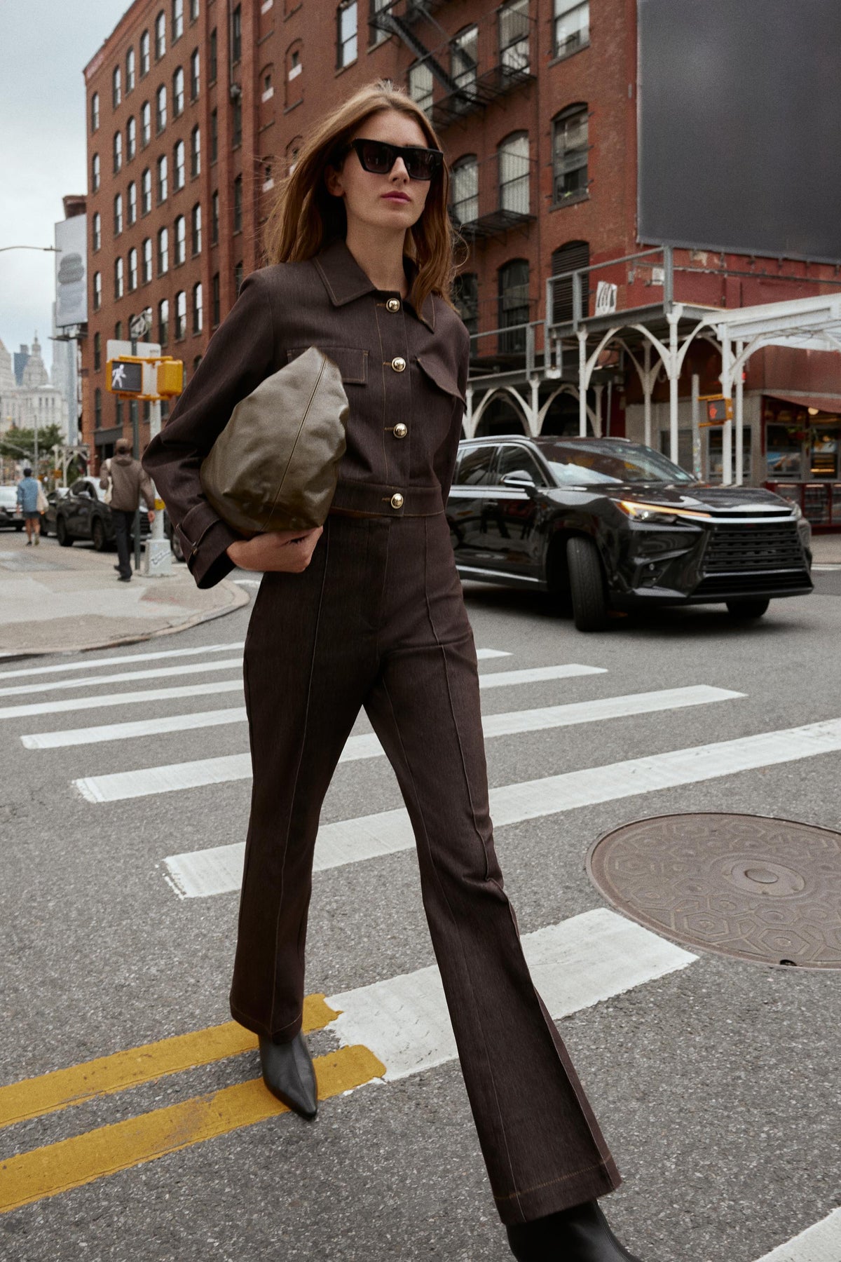 Flare Trousers with Stitch