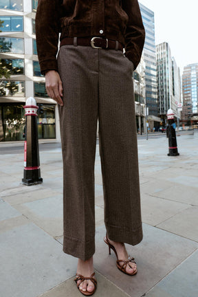 HERRINGBONE TROUSERS WITH BELT