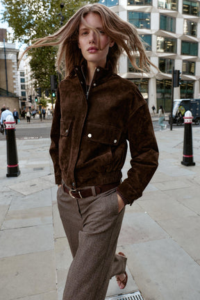 HERRINGBONE TROUSERS WITH BELT