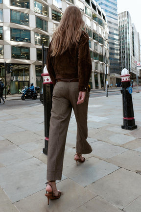 HERRINGBONE TROUSERS WITH BELT