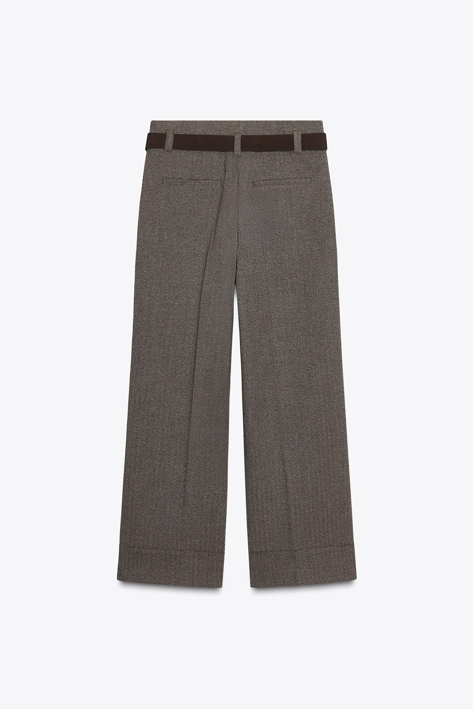HERRINGBONE TROUSERS WITH BELT