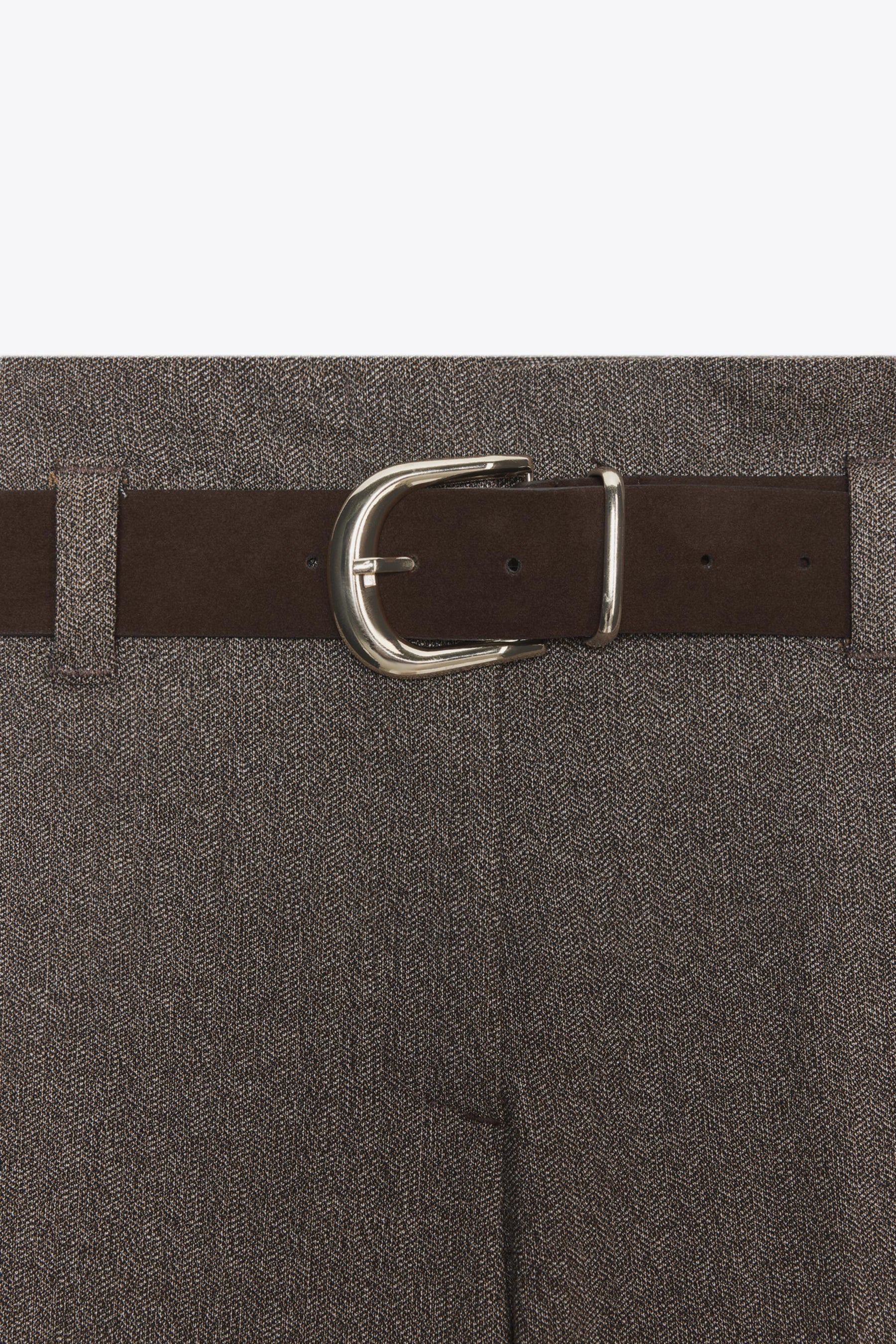 HERRINGBONE TROUSERS WITH BELT