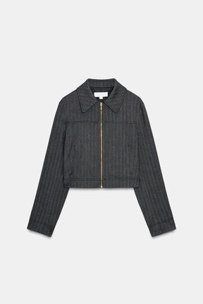 HERRINGBONE CROPPED BLAZER - Image 6