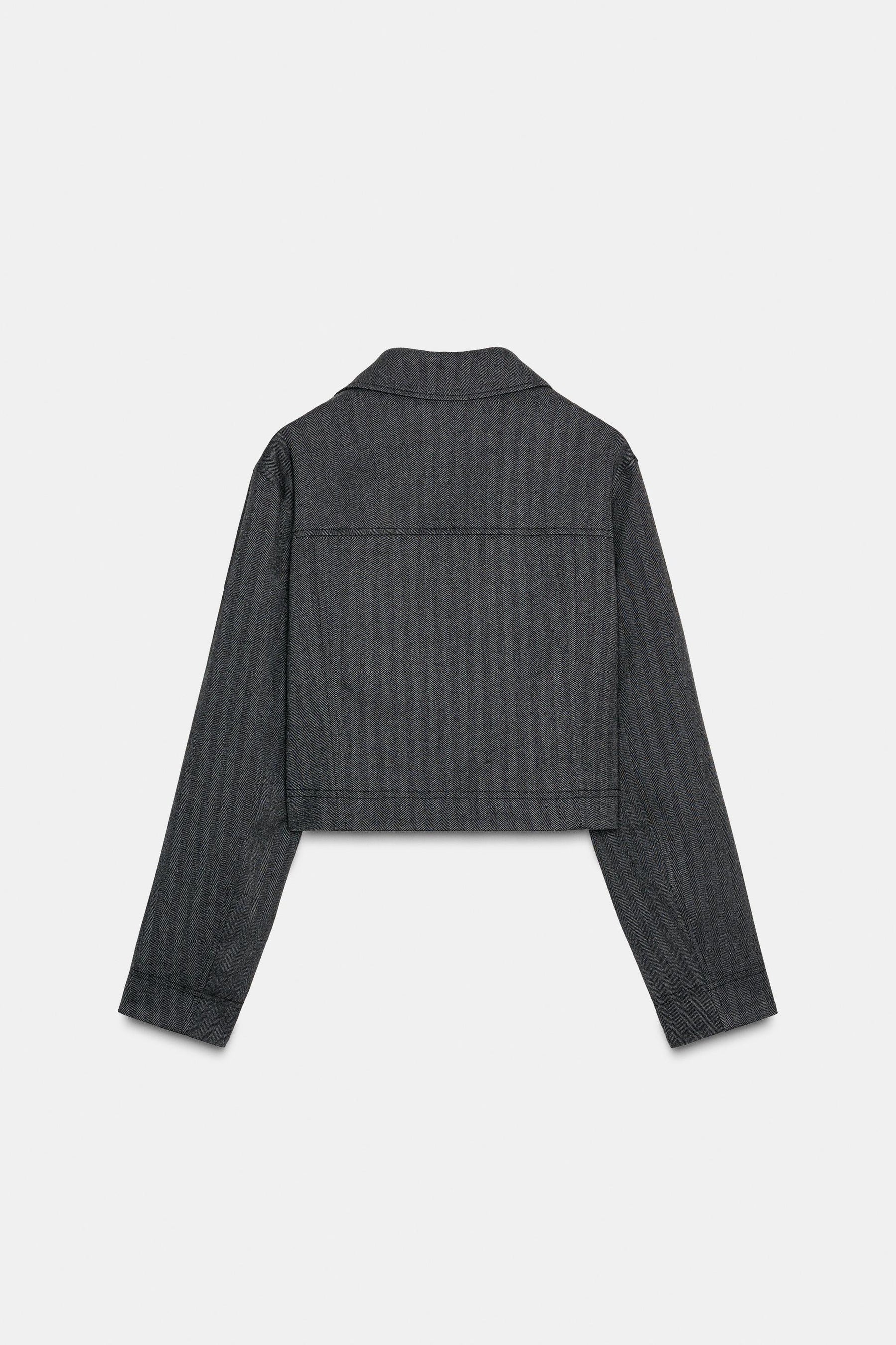 HERRINGBONE CROPPED BLAZER - Image 7