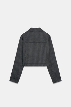 HERRINGBONE CROPPED BLAZER - Image 7