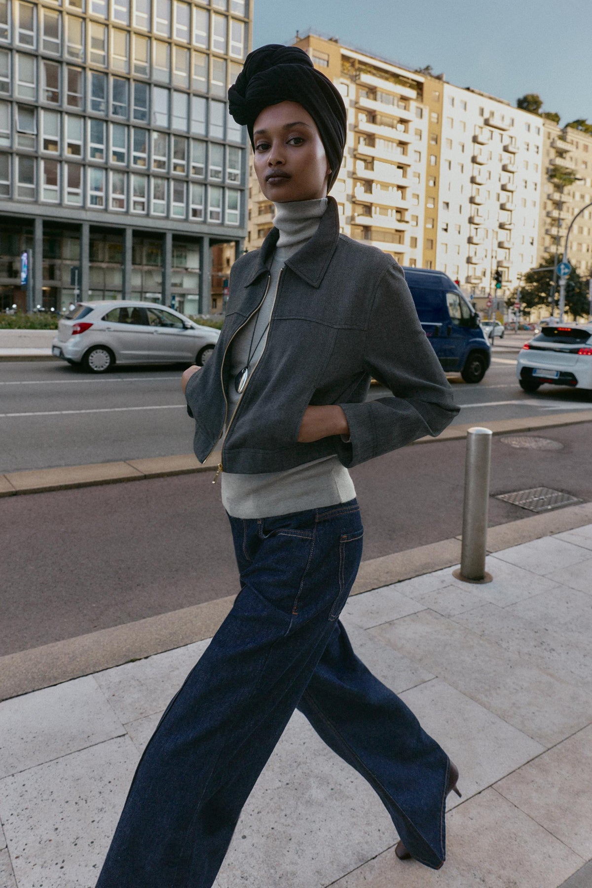 HERRINGBONE CROPPED BLAZER - Image 1