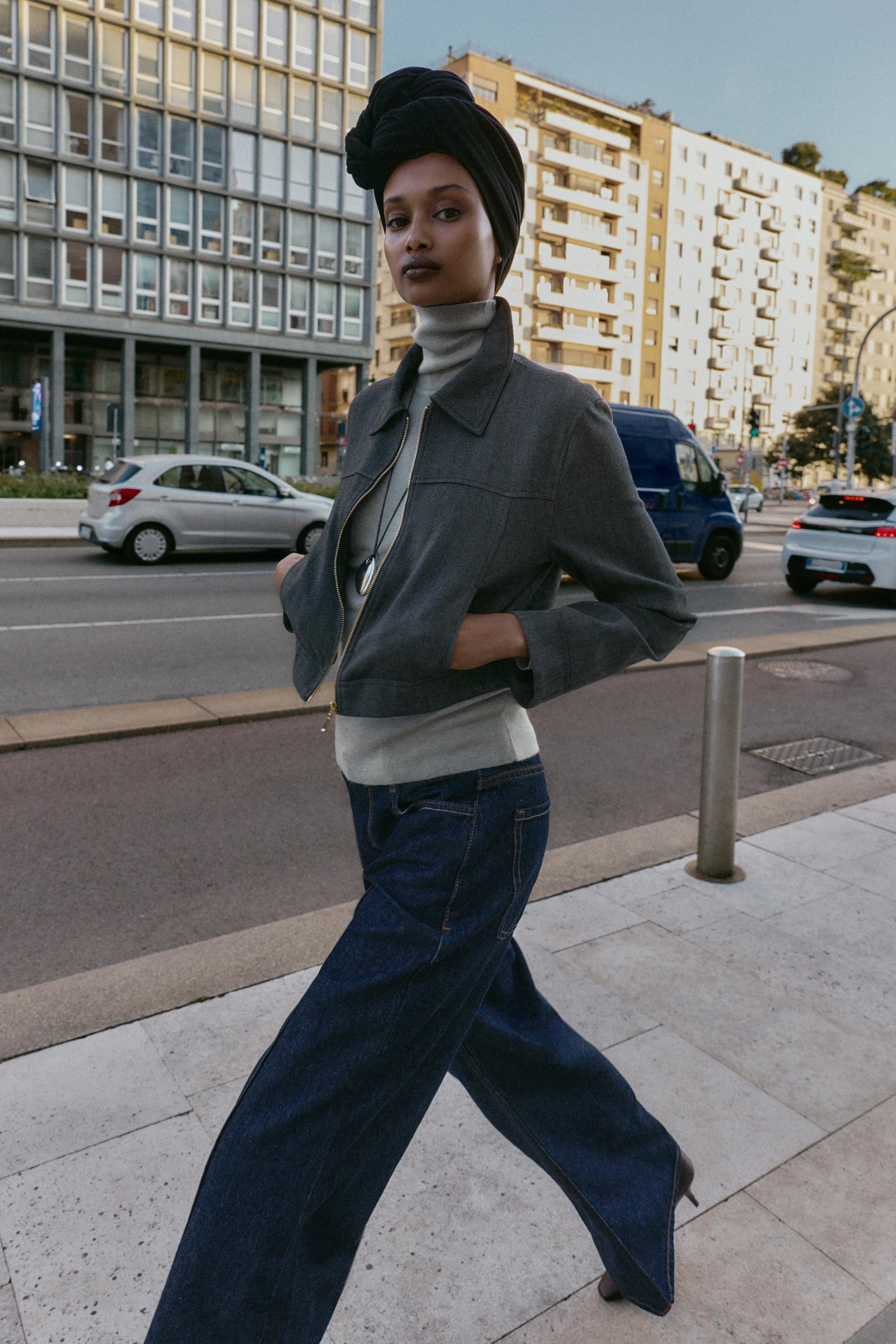 HERRINGBONE CROPPED BLAZER - Image 1