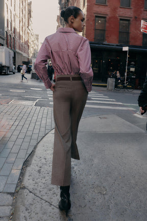 Herringbone Trousers with Belt