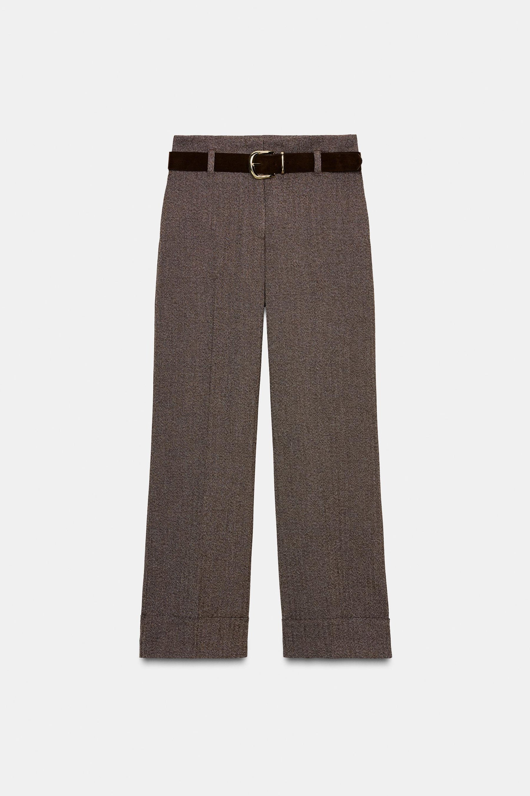 Herringbone Trousers with Belt