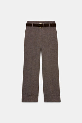 Herringbone Trousers with Belt