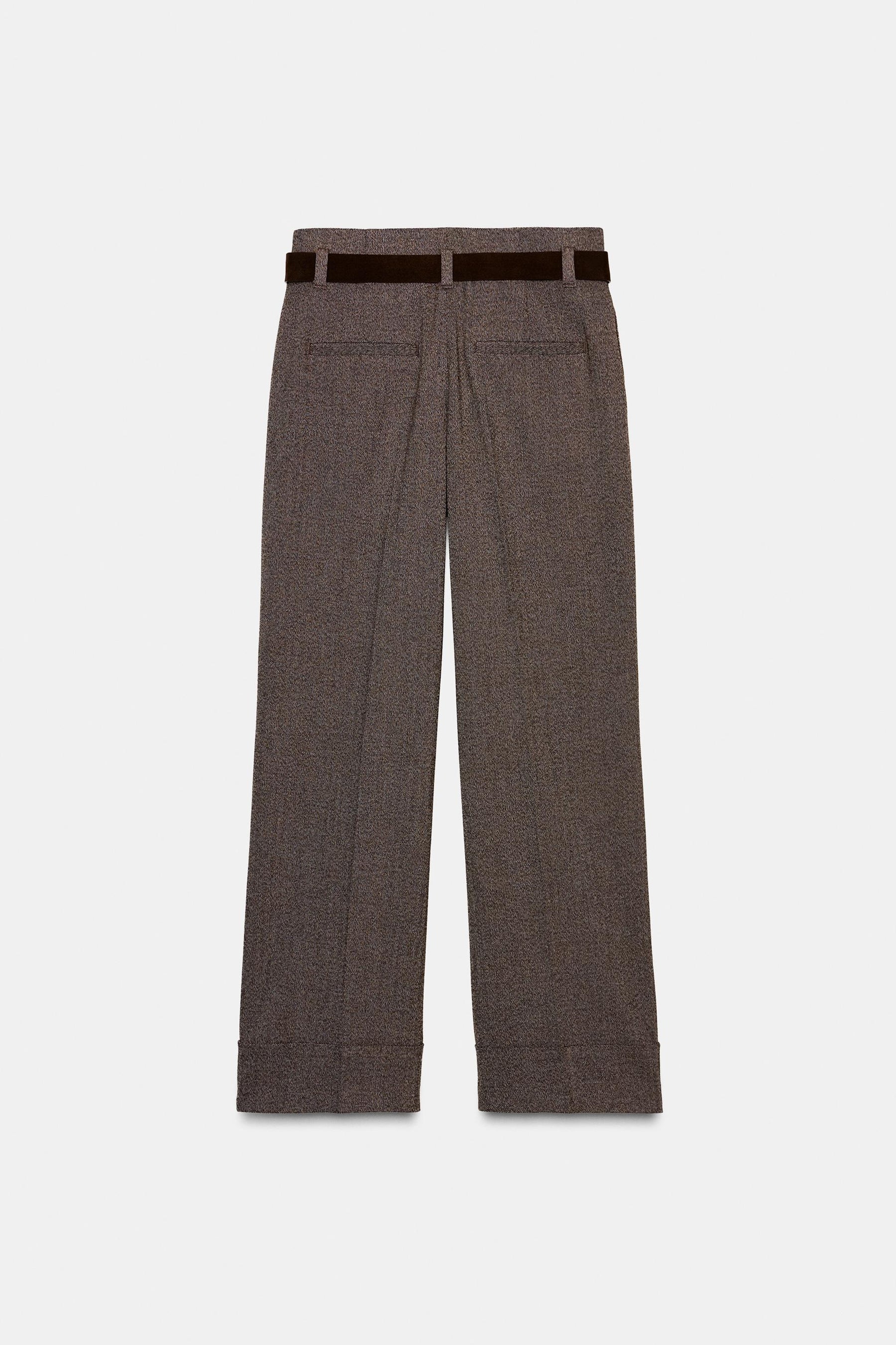 Herringbone Trousers with Belt