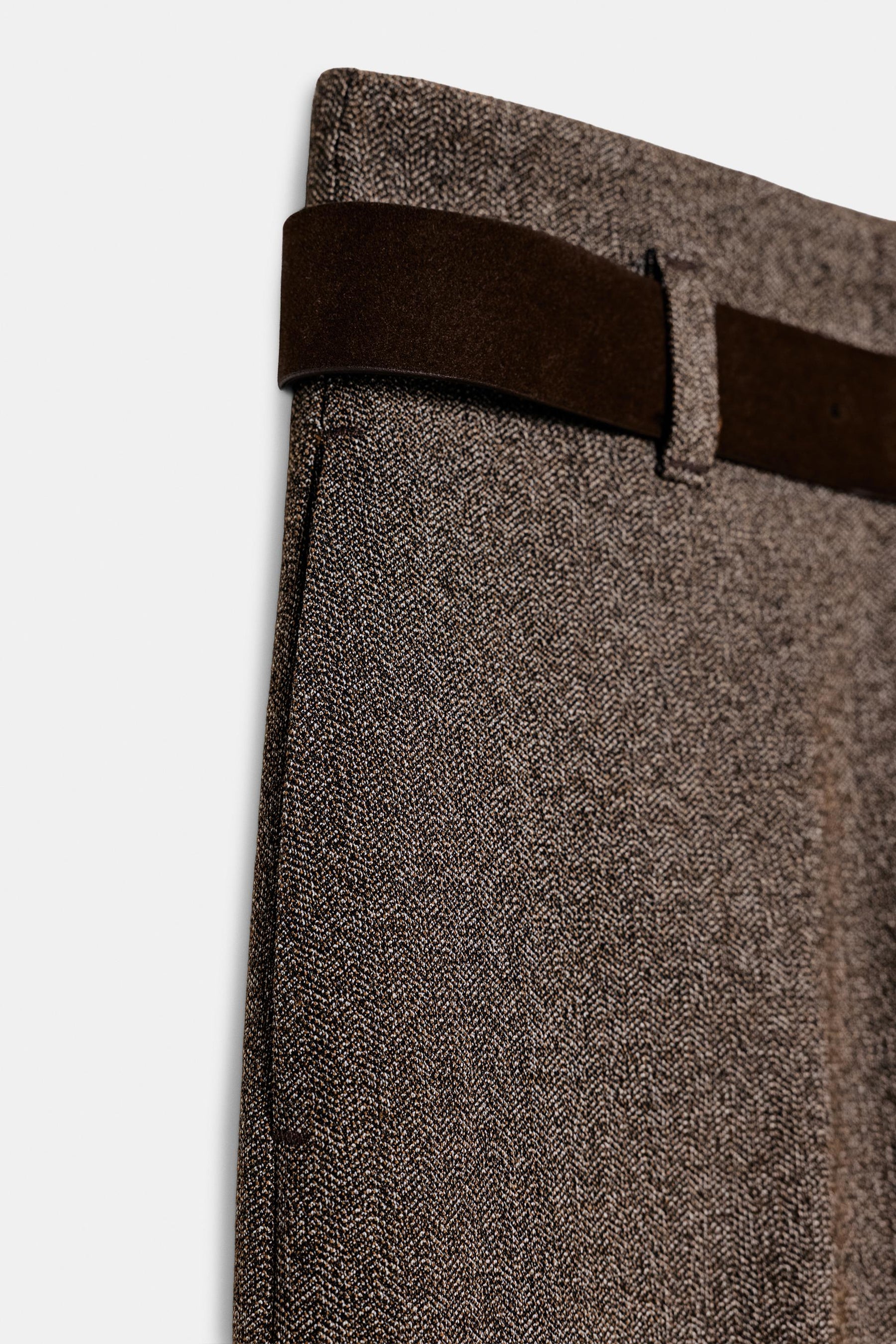 Herringbone Trousers with Belt