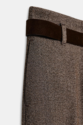 Herringbone Trousers with Belt