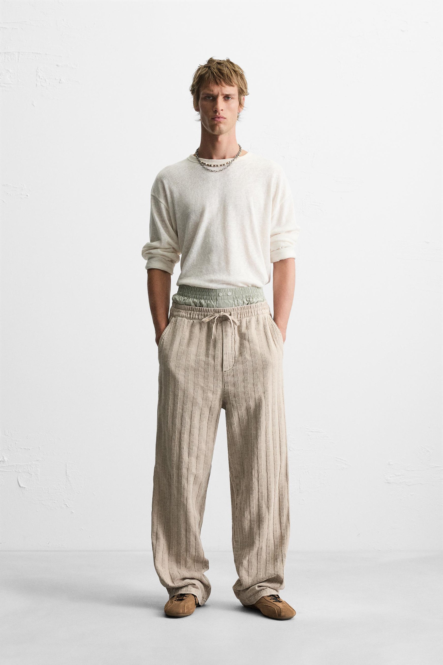 RELAXED FIT JACQUARD TROUSERS - Image 1