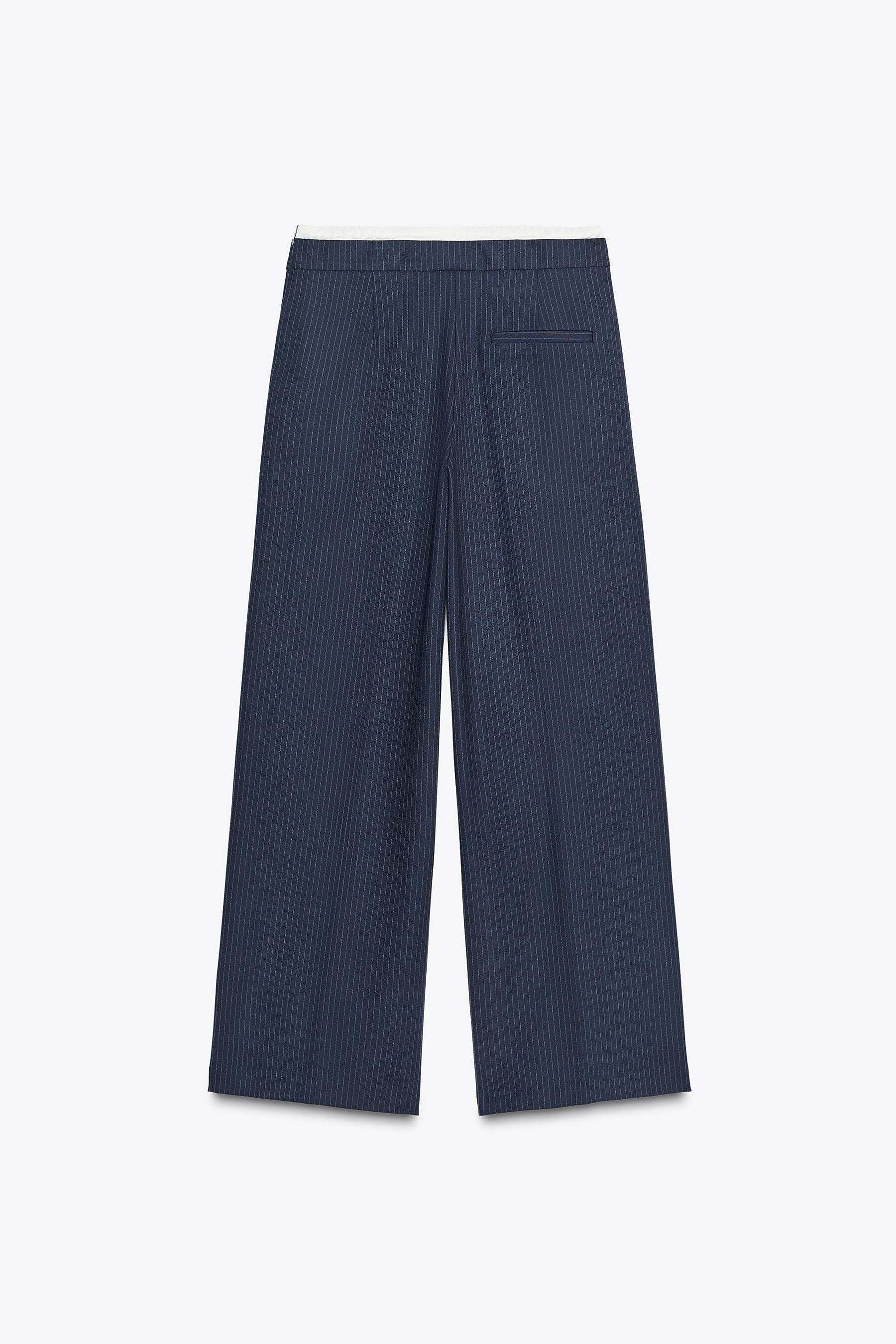 Wide-leg double waistband trousers