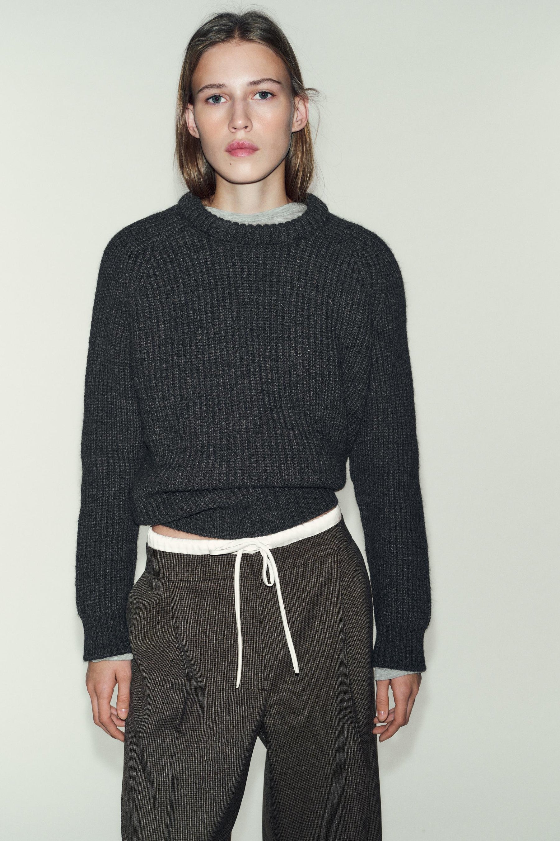 Wide-Leg Houndstooth Trousers