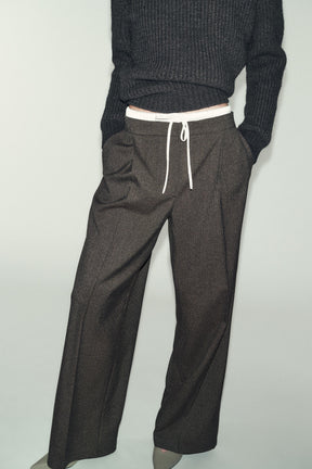 Wide-Leg Houndstooth Trousers