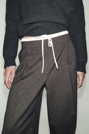 Wide-Leg Houndstooth Trousers