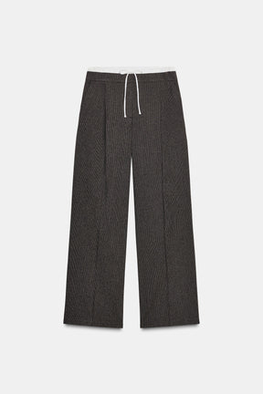 Wide-Leg Houndstooth Trousers