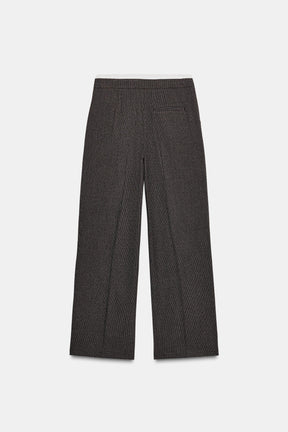Wide-Leg Houndstooth Trousers