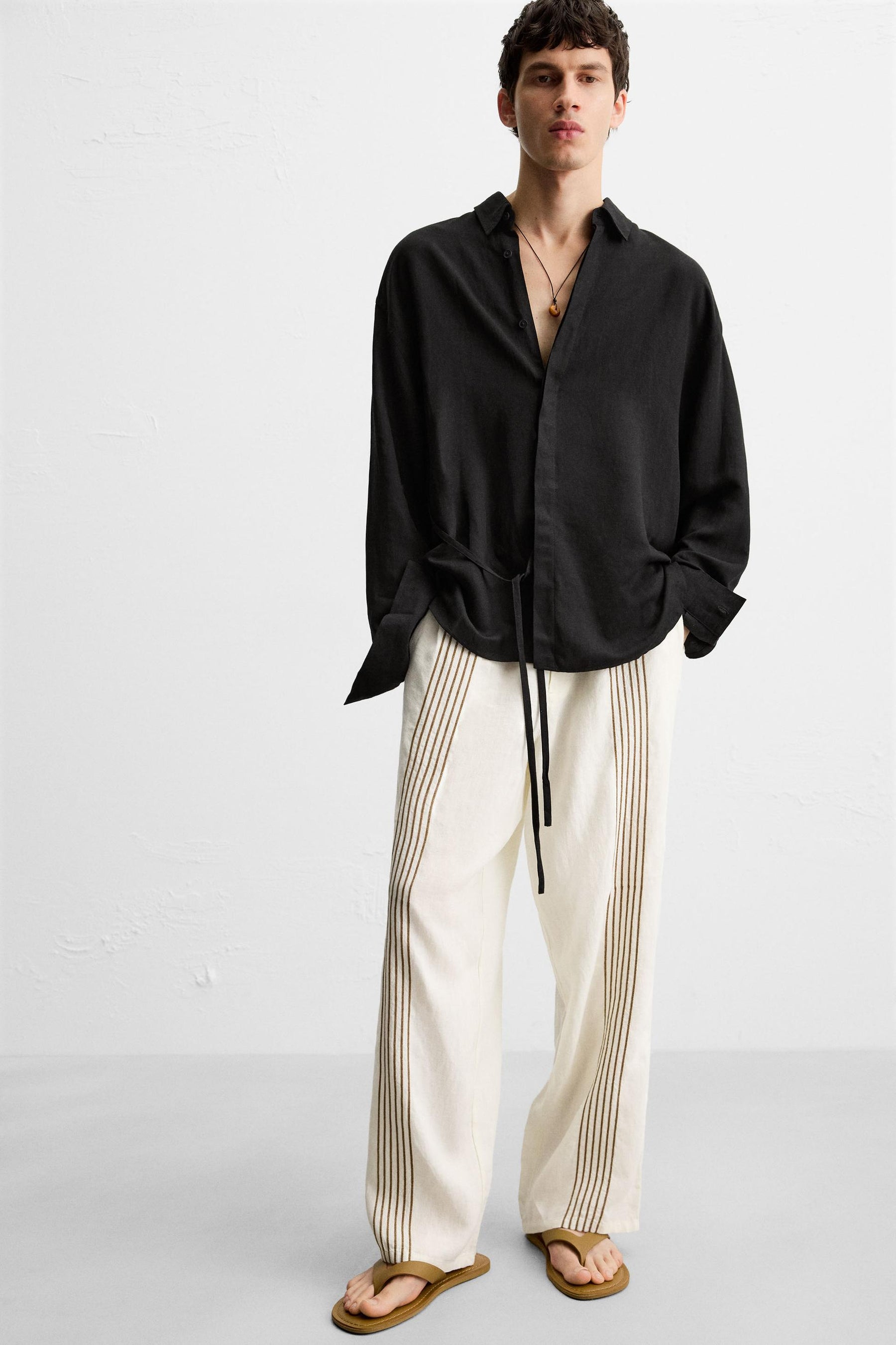100% LINEN EMBROIDERED TROUSERS - Image 5