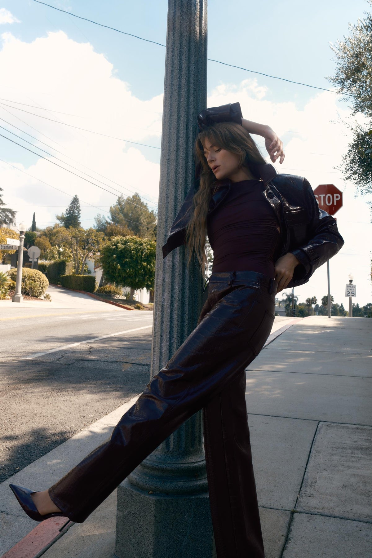 Faux Leather Straight Trousers