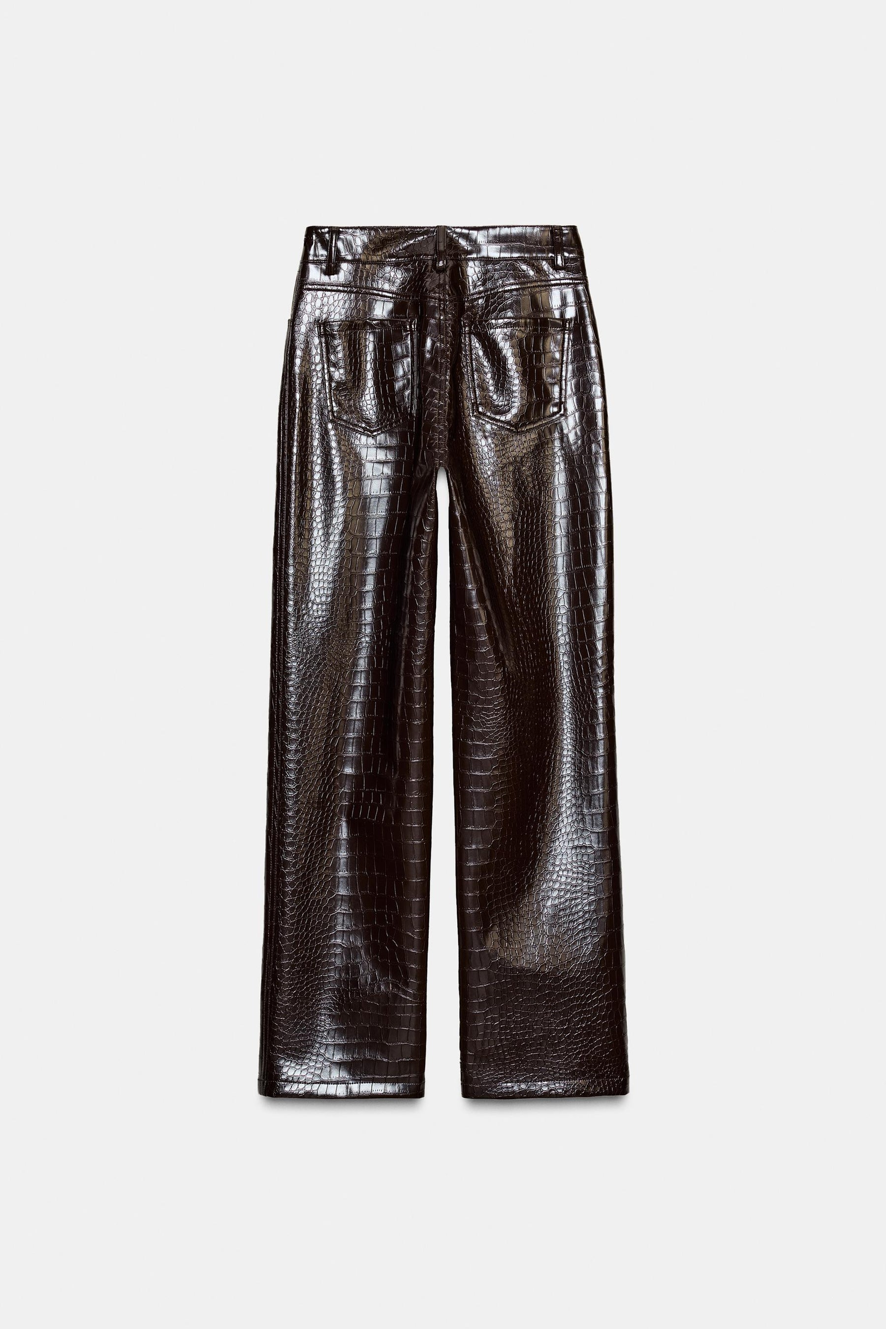 Faux Leather Straight Trousers