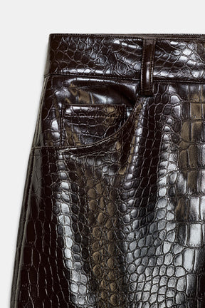 Faux Leather Straight Trousers