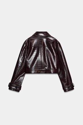 Animal Embossed Leather Jacket