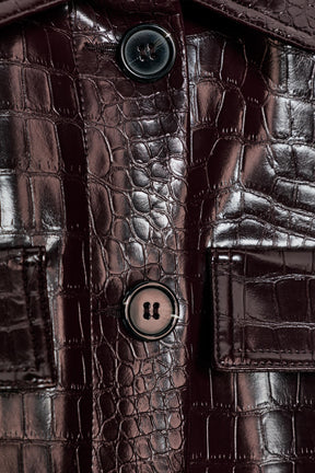 Animal Embossed Leather Jacket