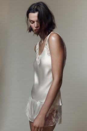 Satin Lace-Trim Camisole Top