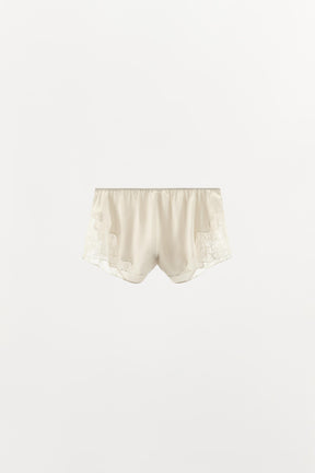 SATIN LACE TRIM SHORTS