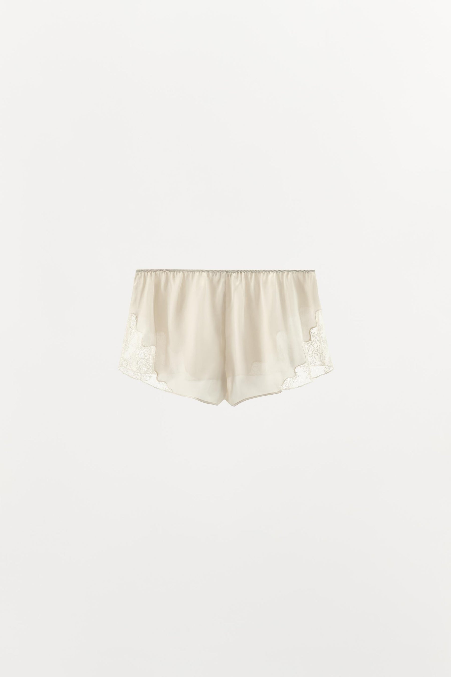 SATIN LACE TRIM SHORTS