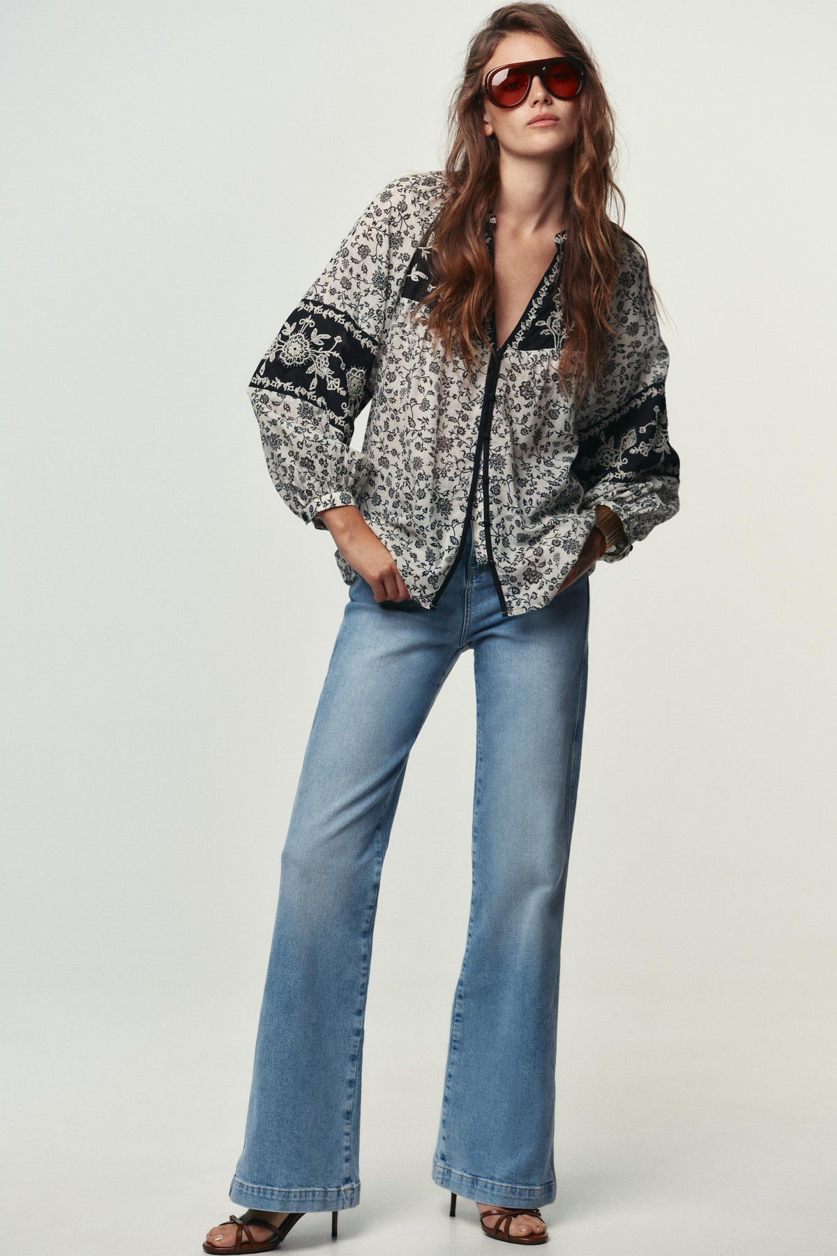 Floral Embroidered Beaded Blouse