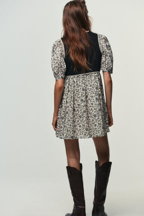 FLORAL PRINT COMBINED SHORT DRESS - Image 5