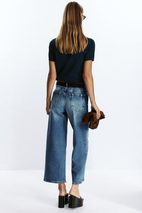 High-waist belted culottes
