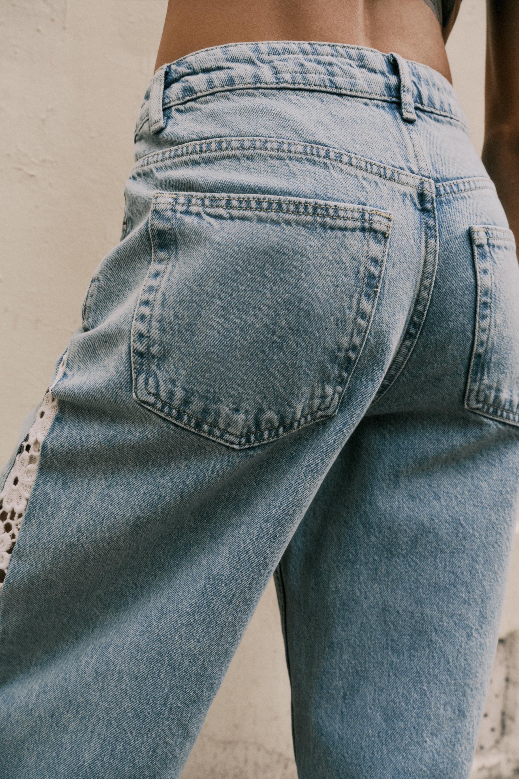 Wide-Leg Jeans with Crochet