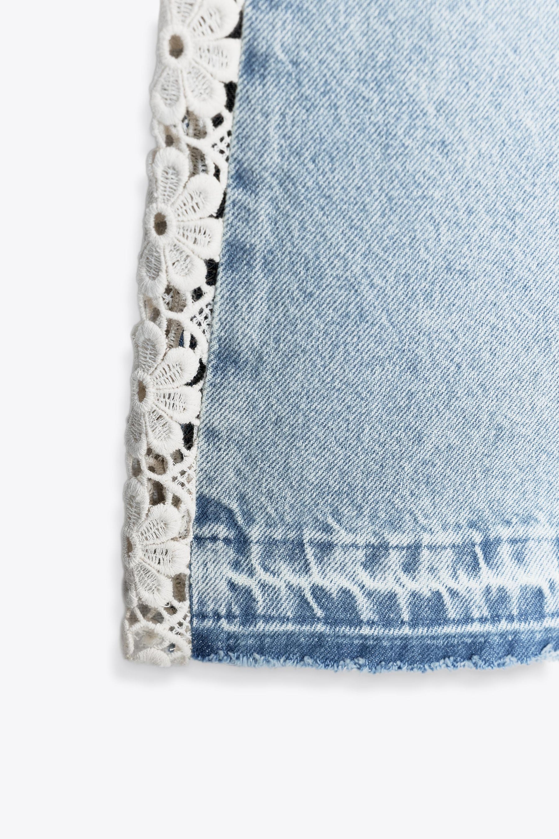 Wide-Leg Jeans with Crochet